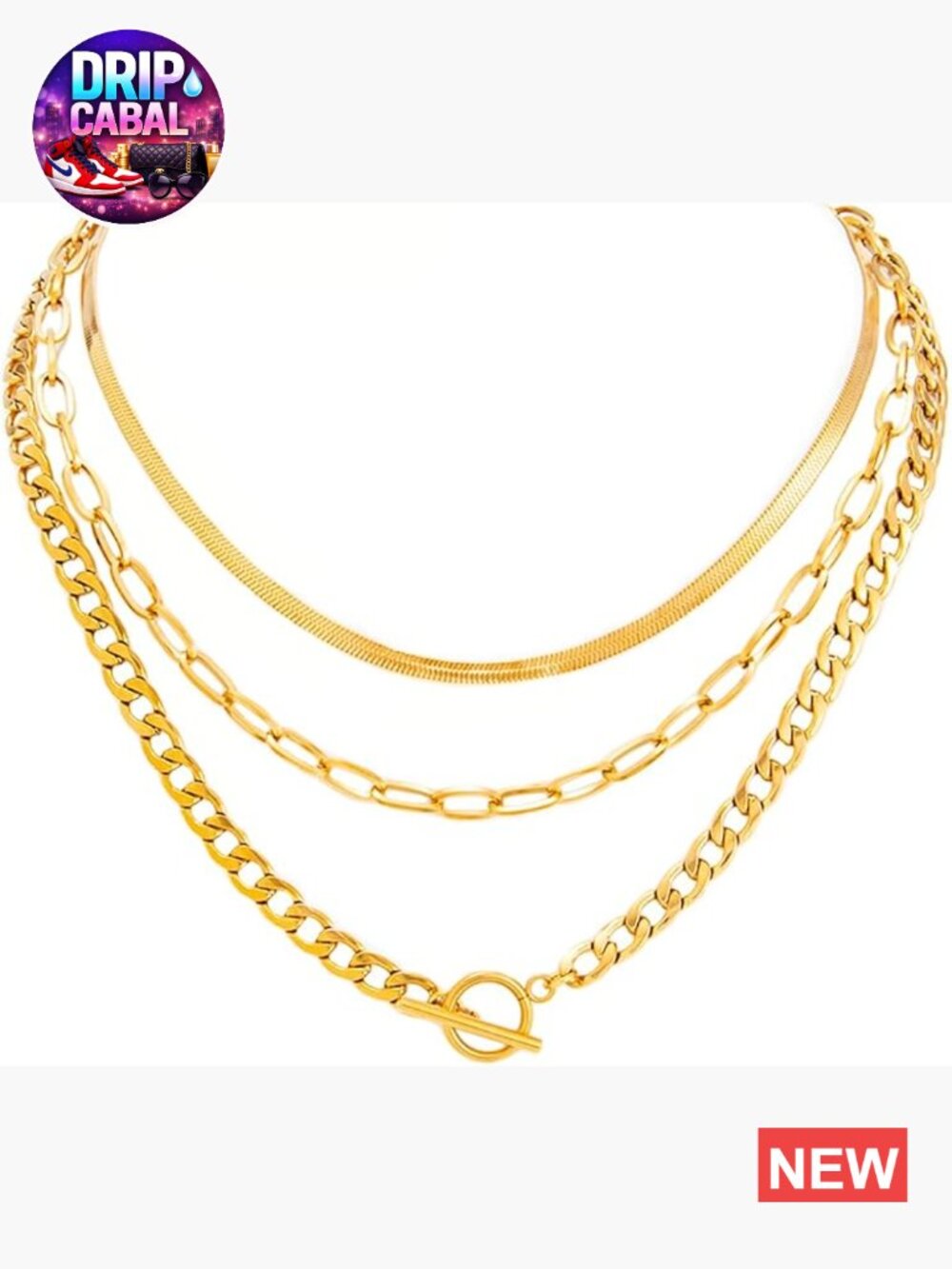 Layered Silver Chain Necklace Set Stainless Steel Cuban Link Paperclip Choker
